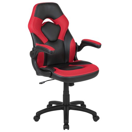 Flash Furniture X10 Ergonomic LeatherSoft™ Faux Leather High-Back Racing Gaming Chair With Flip-Up Arms, Red/Black - Image 2