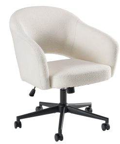 Bush Furniture Fairfax Ergonomic Fabric Mid Century Mid Back Modern Desk Chair for Home Office, Light Cream Fabric, Standard Delivery 2