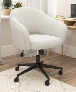 Bush Furniture Fairfax Ergonomic Fabric Mid Century Mid Back Modern Desk Chair for Home Office, Light Cream Fabric, Standard Delivery