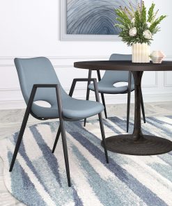 Zuo Desi Dining Accent Chairs, Azure Gray/Black, Set Of 2 Chairs 2