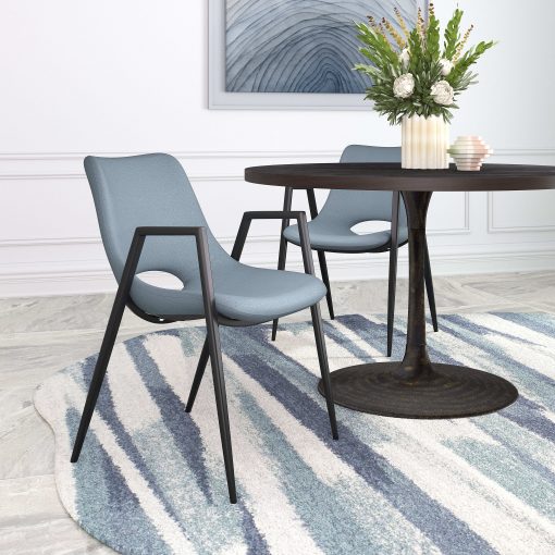 Zuo Desi Dining Accent Chairs, Azure Gray/Black, Set Of 2 Chairs - Image 2