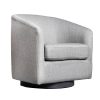 Flash Furniture Landon Club Style Commercial Barrel Accent Armchair with 360 Degree Swivel Metal Base and Sloped Armrests, Light Gray