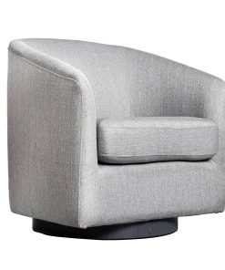 Flash Furniture Landon Club Style Commercial Barrel Accent Armchair with 360 Degree Swivel Metal Base and Sloped Armrests, Light Gray