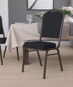 Flash Furniture HERCULES Series Crown Back Stacking Banquet Chair, Black Patterned/Goldvein