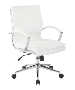 Office Star™ Pro-Line II™ SPX Bonded Leather Mid-Back Chair, White/Chrome
