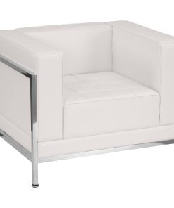 Flash Furniture HERCULES Imagination Series Contemporary LeatherSoft Modular Chair with Quilted Tufted Seat and Encasing Frame, Melrose White