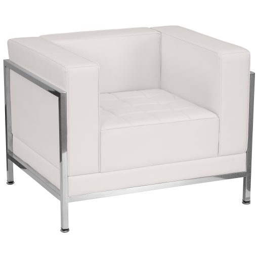 Flash Furniture HERCULES Imagination Series Contemporary LeatherSoft Modular Chair with Quilted Tufted Seat and Encasing Frame, Melrose White