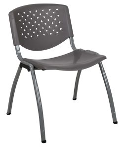Flash Furniture HERCULES Series Plastic Stack Chair With Titanium Frame, Gray 2