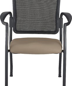WorkPro® Spectrum Series Mesh/Vinyl Stacking Guest Chair With Antimicrobial Protection, With Arms, Beige, Set Of 2 Chairs, BIFMA Compliant