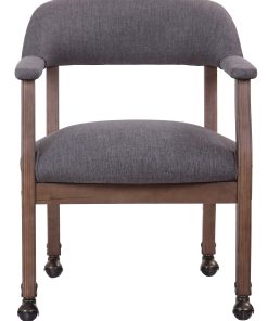 Boss Office Products Traditional Guest Chair, With Casters, Slate Gray/Brown