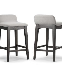Glamour Home Atia Upholstered Fabric Counter-Height Stools With Backs, Beige/Black, Set Of 2 Stools 2