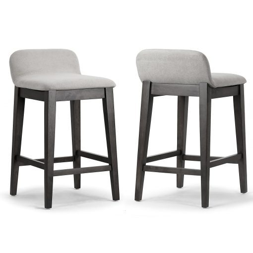 Glamour Home Atia Upholstered Fabric Counter-Height Stools With Backs, Beige/Black, Set Of 2 Stools - Image 2