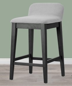 Glamour Home Atia Upholstered Fabric Counter-Height Stools With Backs, Beige/Black, Set Of 2 Stools