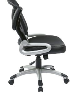 Office Star™ Work Smart™ Faux Leather/Mesh Mid-Back Chair, Black/Silver 2