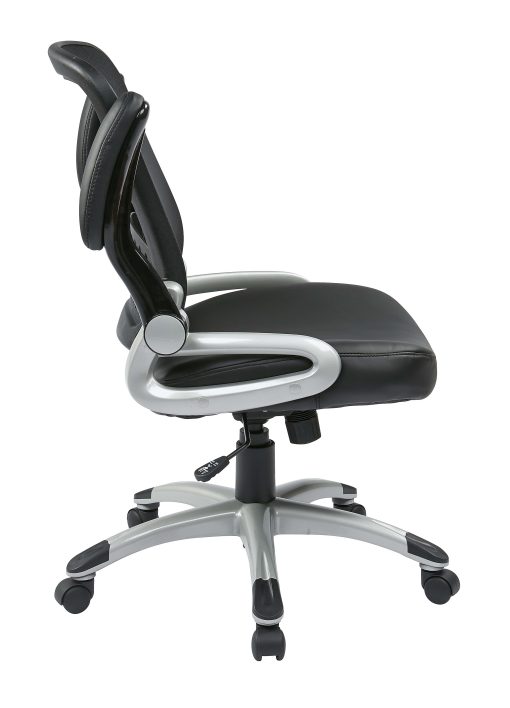 Office Star™ Work Smart™ Faux Leather/Mesh Mid-Back Chair, Black/Silver - Image 2