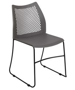 Flash Furniture HERCULES Series Sled-Base Stack Chair With Air-Vent Back, Gray 2