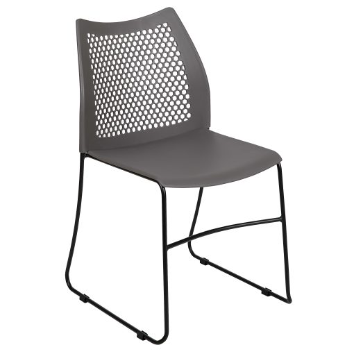 Flash Furniture HERCULES Series Sled-Base Stack Chair With Air-Vent Back, Gray - Image 2