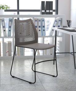 Flash Furniture HERCULES Series Sled-Base Stack Chair With Air-Vent Back, Gray