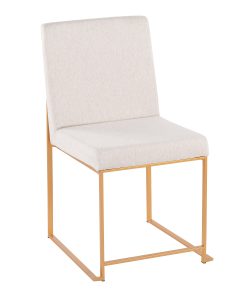 LumiSource High-Back Fuji Dining Chairs, Beige/Gold, Set Of 2 Chairs 2