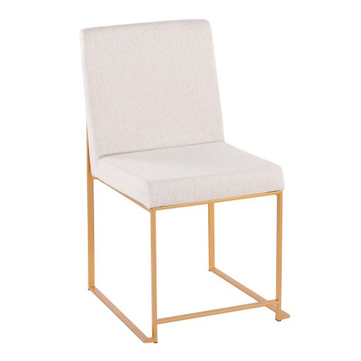 LumiSource High-Back Fuji Dining Chairs, Beige/Gold, Set Of 2 Chairs - Image 2