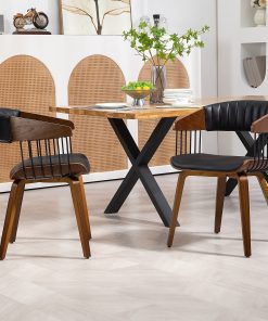 Glamour Home Beaumont Faux Leather Dining Accent Chair, Black/Brown 2