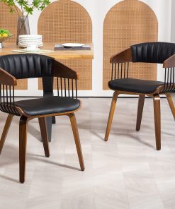 Glamour Home Beaumont Faux Leather Dining Accent Chair, Black/Brown
