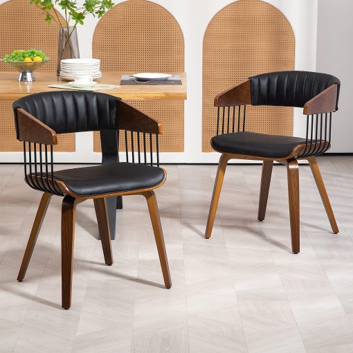 Glamour Home Beaumont Faux Leather Dining Accent Chair, Black/Brown