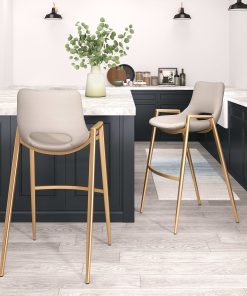 Zuo Desi Barstools, Beige/Gold, Set Of 2 Barstools 2