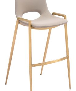 Zuo Desi Barstools, Beige/Gold, Set Of 2 Barstools