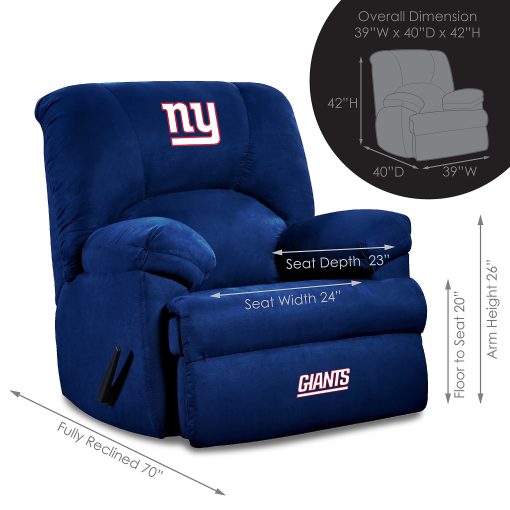Imperial NFL GM Microfiber Recliner Accent Chair, New York Giants, Dark Blue - Image 2