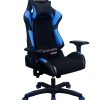 Elama Faux Leather High-Back Adjustable Office Task Chair, Black/Blue 4