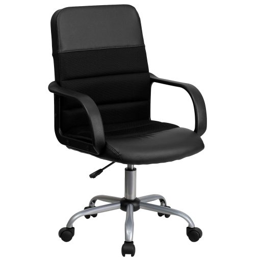 Flash Furniture LeatherSoft™ Faux Leather/Mesh Mid-Back Task Chair, Black - Image 2