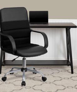 Flash Furniture LeatherSoft™ Faux Leather/Mesh Mid-Back Task Chair, Black