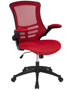 Flash Furniture Mesh Mid-Back Swivel Task Chair With Flip-Up Arms, Red/Black