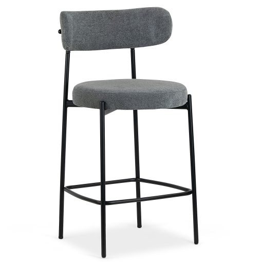 Glamour Home Awen Boucle Fabric Counter Height Stools, Gray, Set Of 2 Stools - Image 2