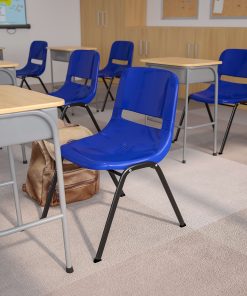 Flash Furniture HERCULES Series Ergonomic Shell Stack Chair, Blue/Black