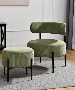 Glamour Home Bellatrix Corduroy Accent Chair, Dark Green/Black 2