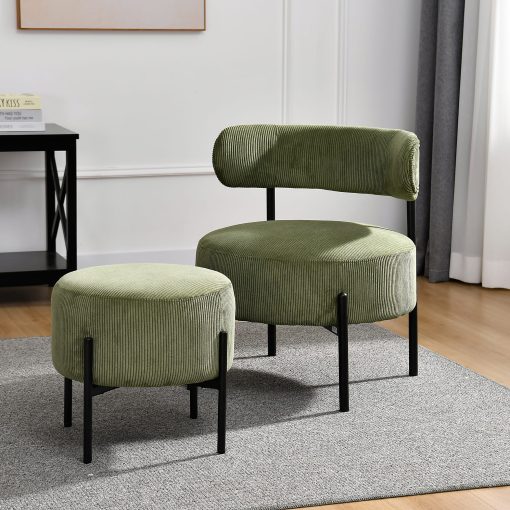Glamour Home Bellatrix Corduroy Accent Chair, Dark Green/Black - Image 2