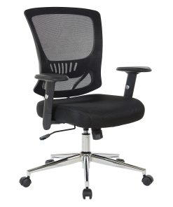 Office Star™ EM Series Ergonomic Mesh Low-Back Task Chair, Black/Silver 2