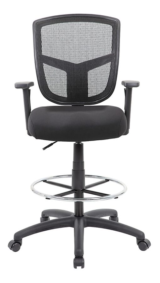 Boss Office Products Contract Mesh Drafting Stool, Black/Gray - Image 2