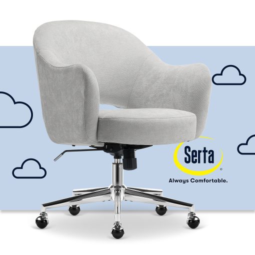 Serta® Mia Ergonomic Fabric Mid-Back Home Office Chair, Light Gray - Image 2