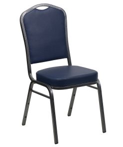 Flash Furniture HERCULES Series Crown-Back Stacking Banquet Chair, Silver/Navy 2