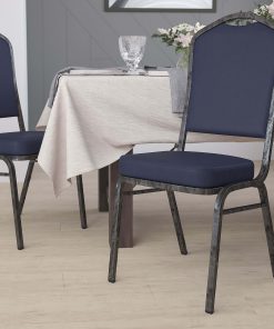 Flash Furniture HERCULES Series Crown-Back Stacking Banquet Chair, Silver/Navy