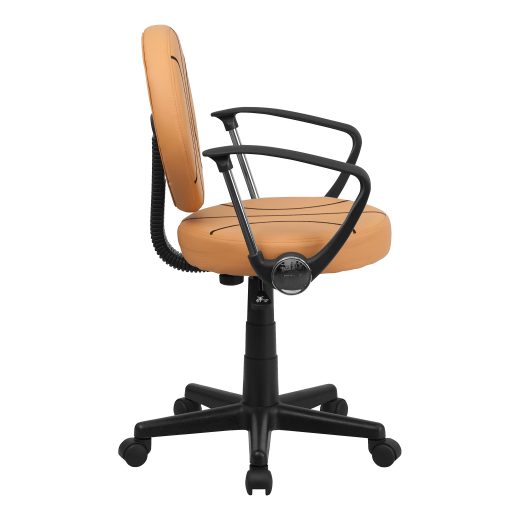 Flash Furniture Vinyl Low-Back Task Chair With Arms, Basketball, Black/Orange - Image 2