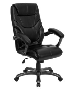 Flash Furniture Overstuffed Ergonomic LeatherSoft™ Faux Leather High-Back Swivel Chair, Black 2