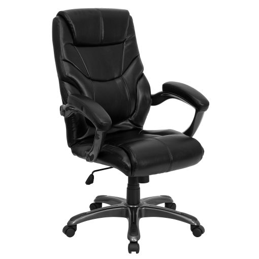 Flash Furniture Overstuffed Ergonomic LeatherSoft™ Faux Leather High-Back Swivel Chair, Black - Image 2