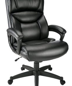 Realspace® Fennington Bonded Leather High-Back Executive Office Chair, Black, BIFMA Compliant