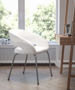 Flash Furniture Fusion Contemporary LeatherSoft™ Faux Leather Side Reception Chair, White 2