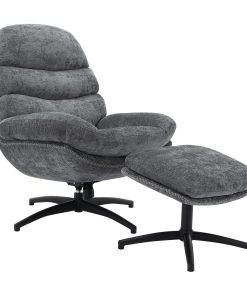 Office Star Kerry Swivel Lounge Accent Chair & Footrest, Gray/Black 2