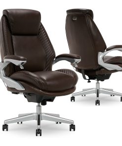 Serta® iComfort i6000 Ergonomic Bonded Leather High-Back Executive Chair, Brown/Silver 2